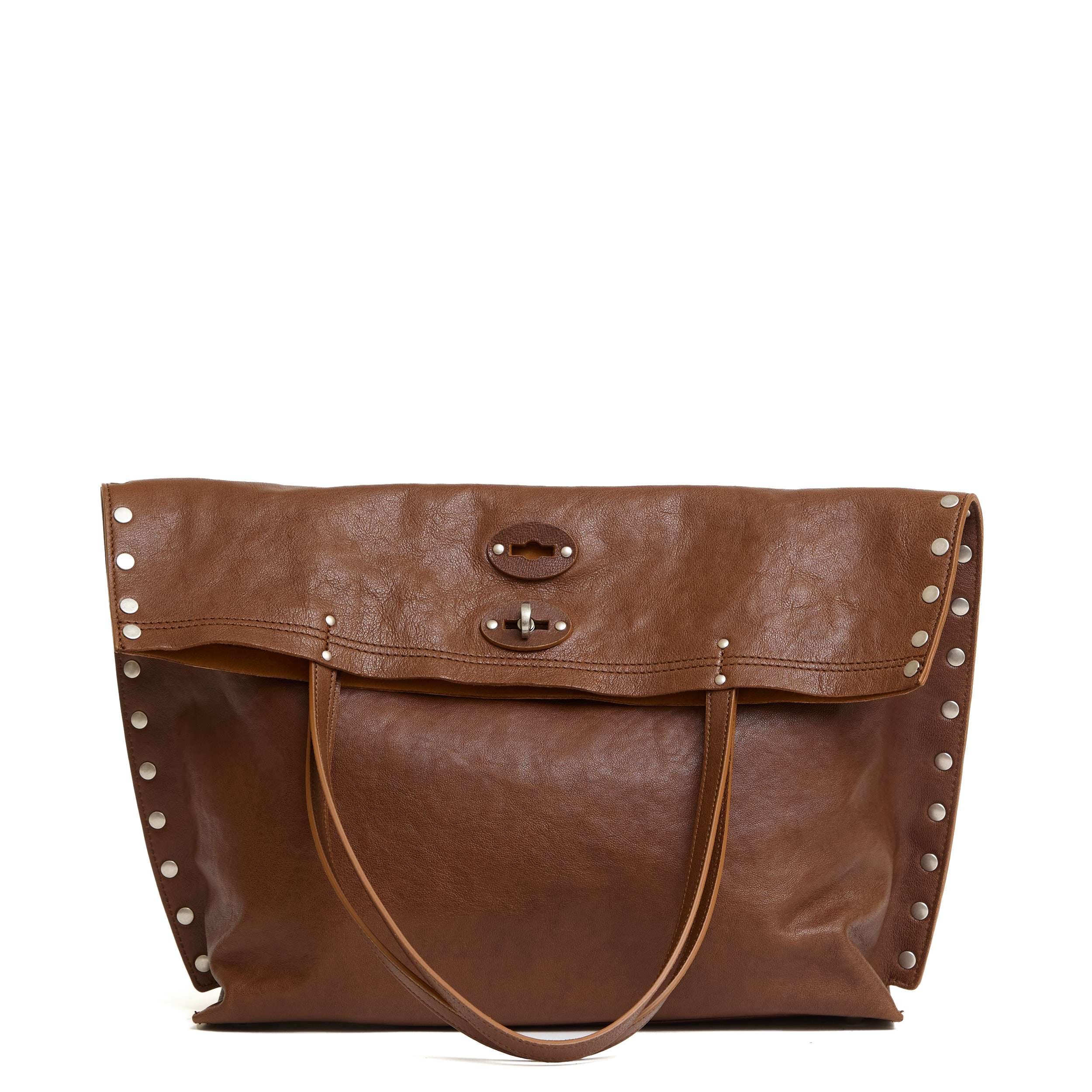 ZANELLATO Brown Leather Handbag - 34x39x15 cm