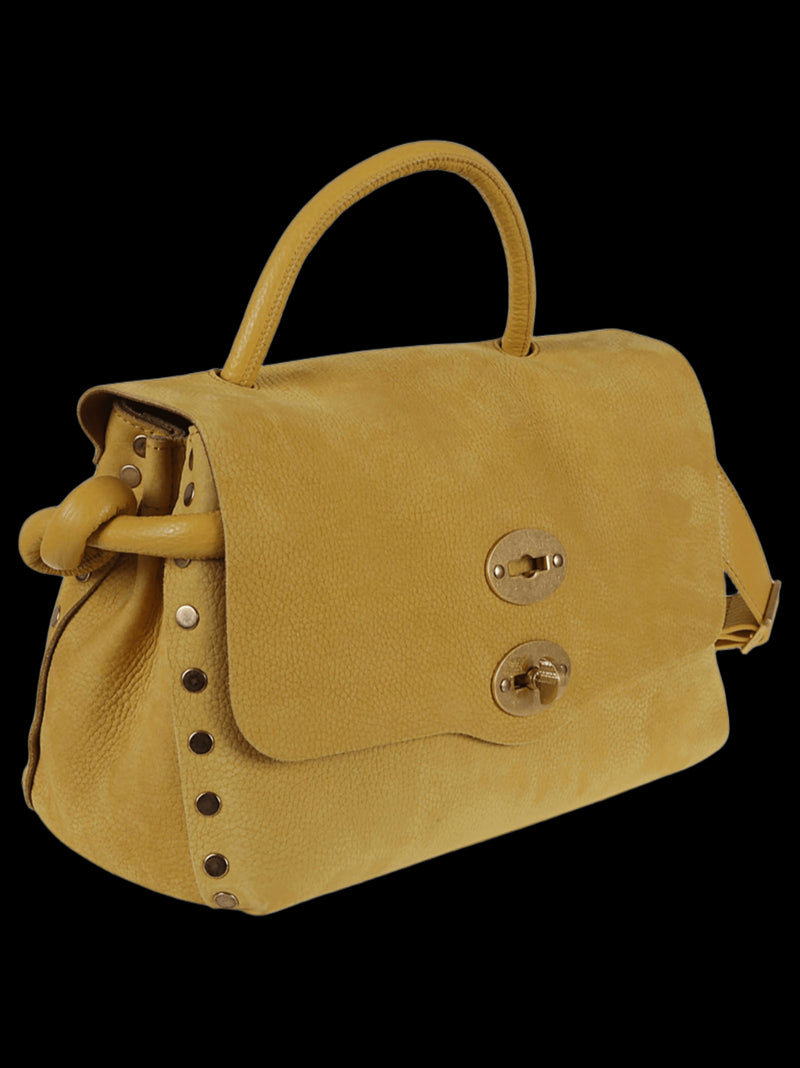 ZANELLATO Mini Nubuck Leather Handbag with Double Turn-Lock Closure