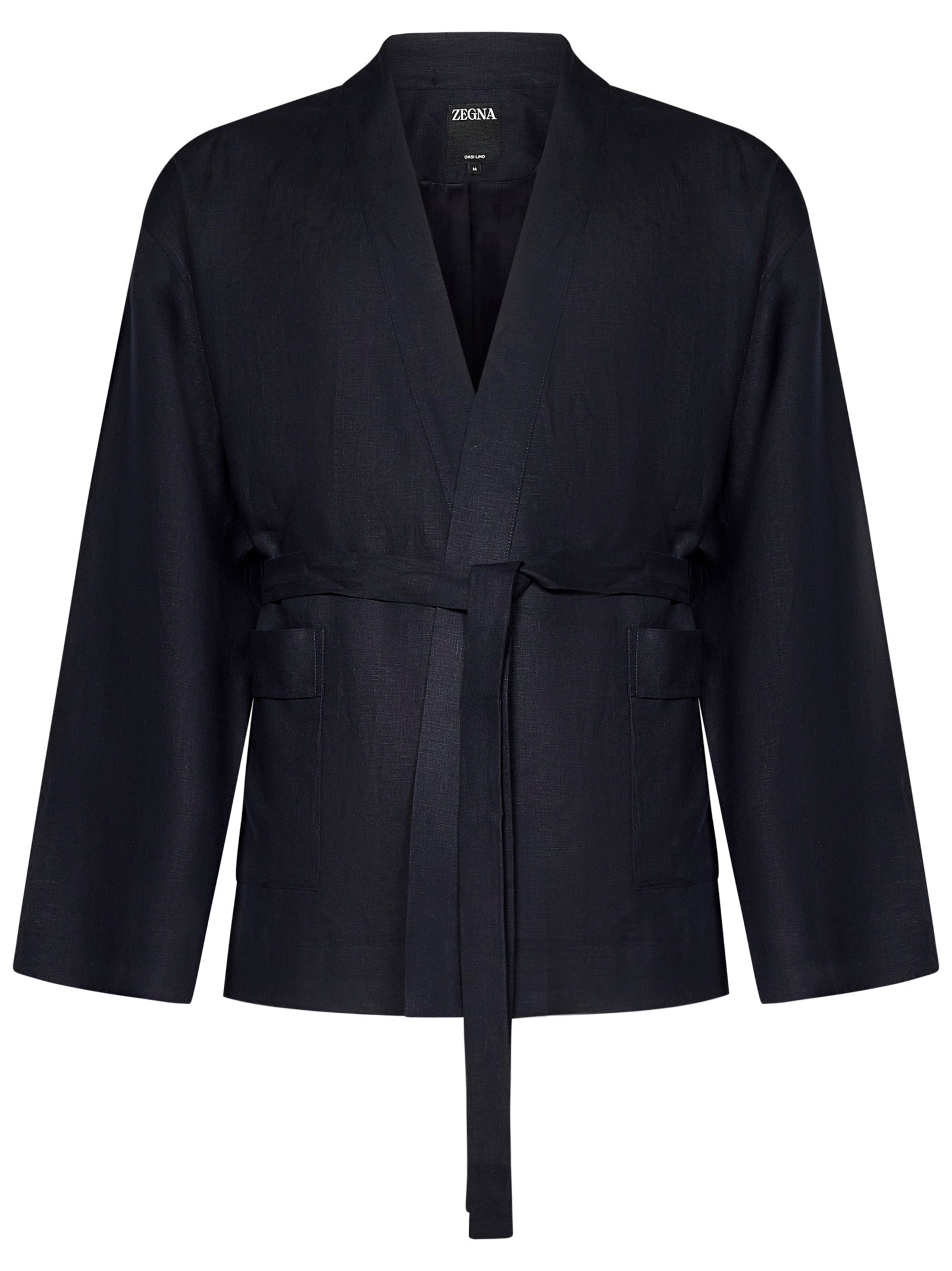 ZEGNA Elegant Short Linen Dressing Gown for Men