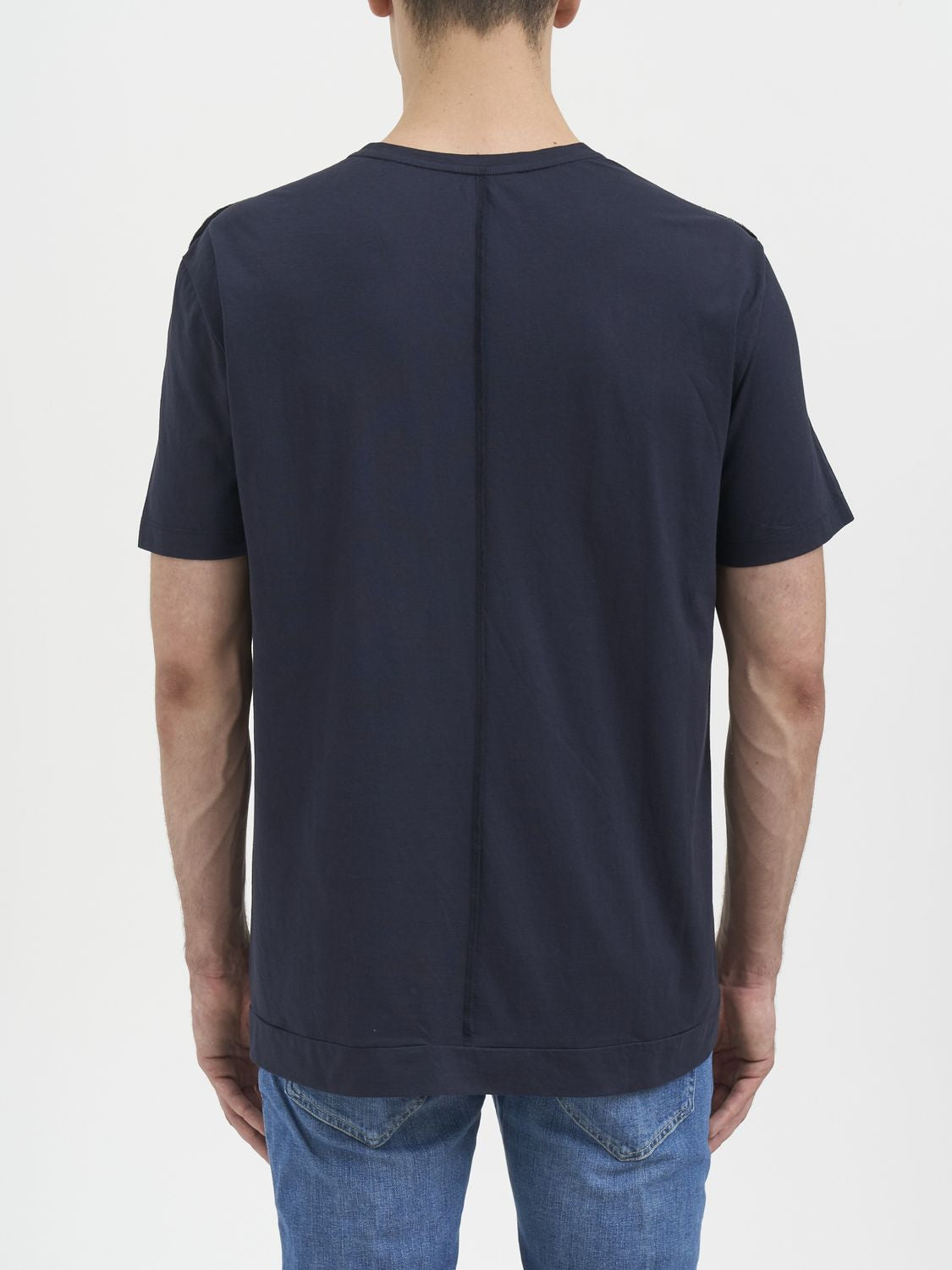 PAOLO PECORA Men's Cotton Crewneck T-Shirt with Exposed Seams - Size M