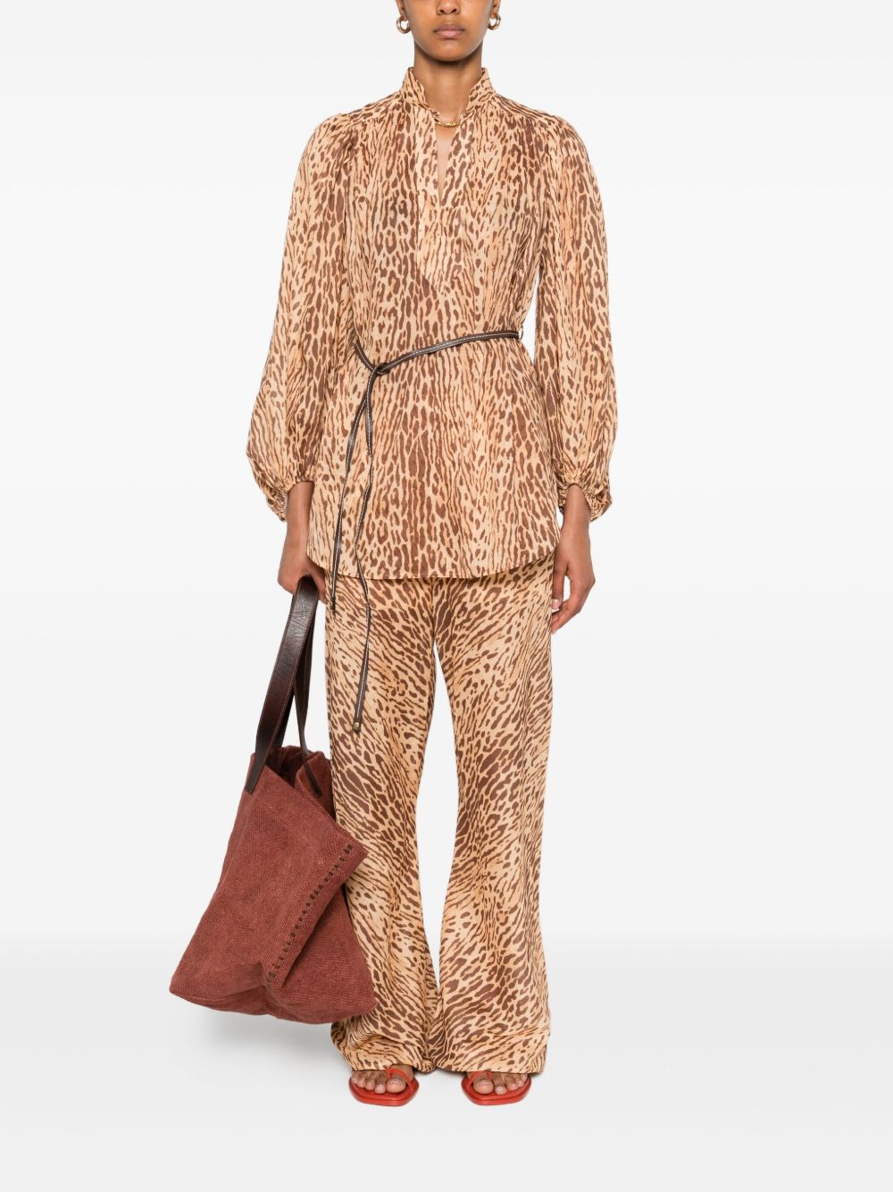 ZIMMERMANN Chic Puff Sleeve Tunic Dress with Deep V-Neckline