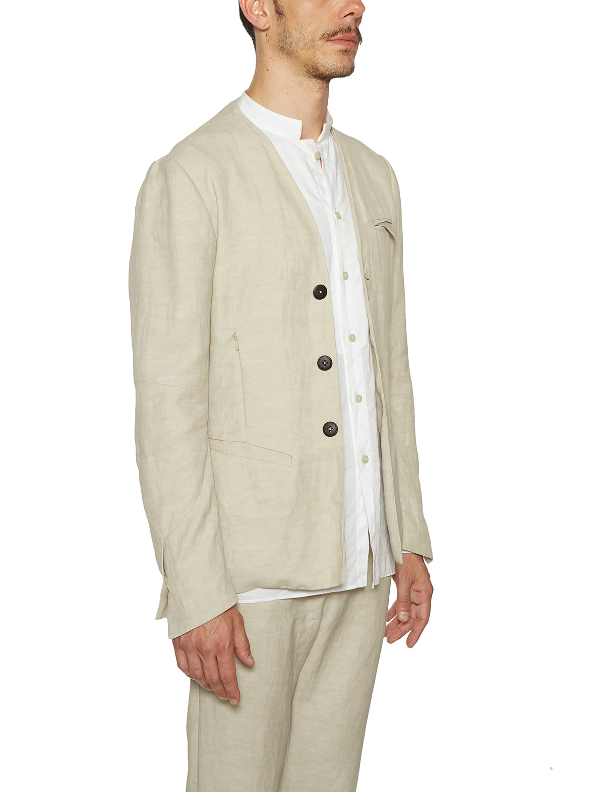 NOSTRASANTISSIMA Sleek Linen Jacket with Buttons - Size 48