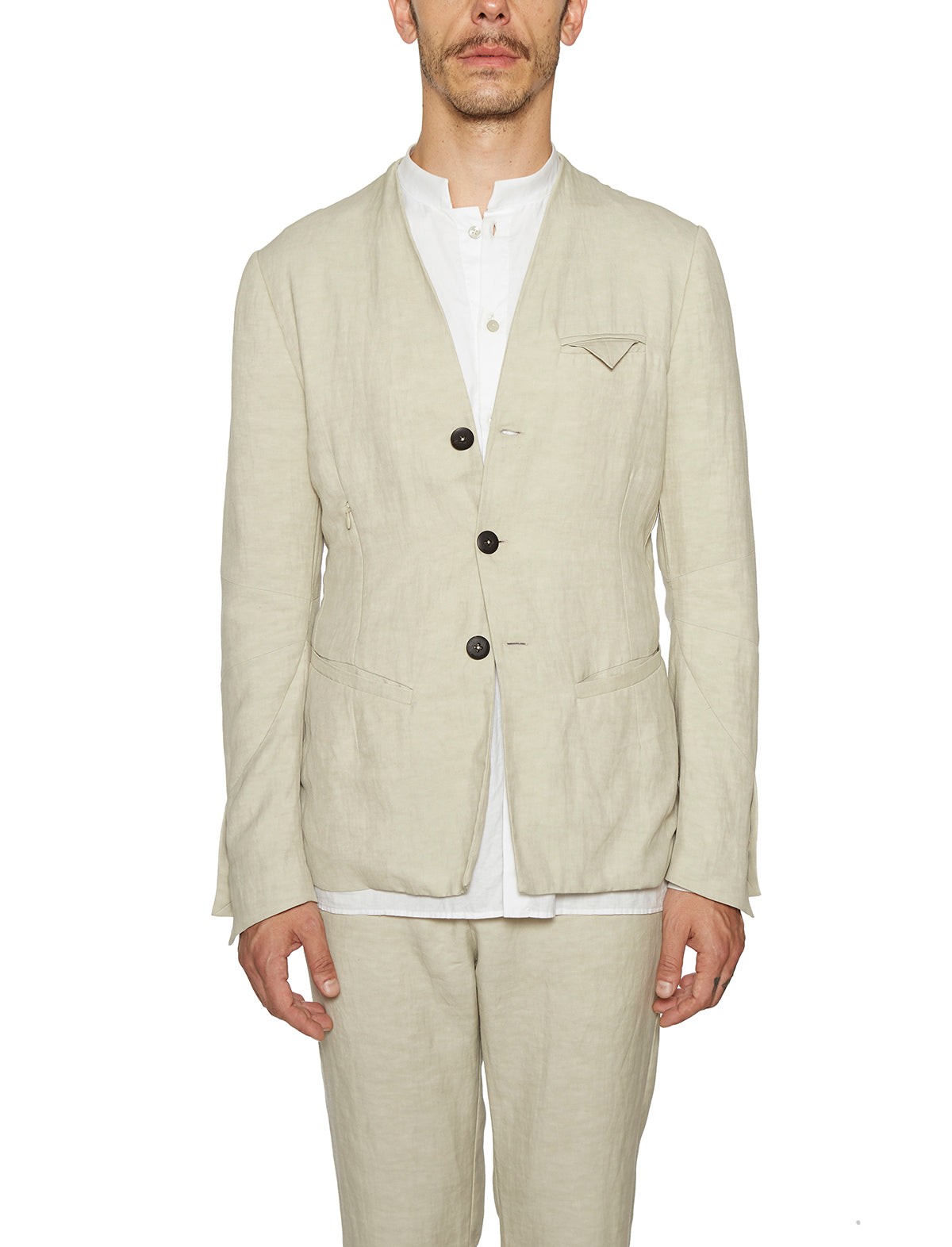 NOSTRASANTISSIMA Sleek Linen Jacket with Buttons - Size 48