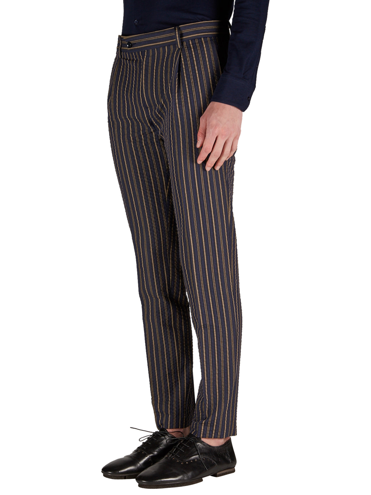 DANIELE ALESSANDRINI Classic Striped Cotton Pants - Size 46