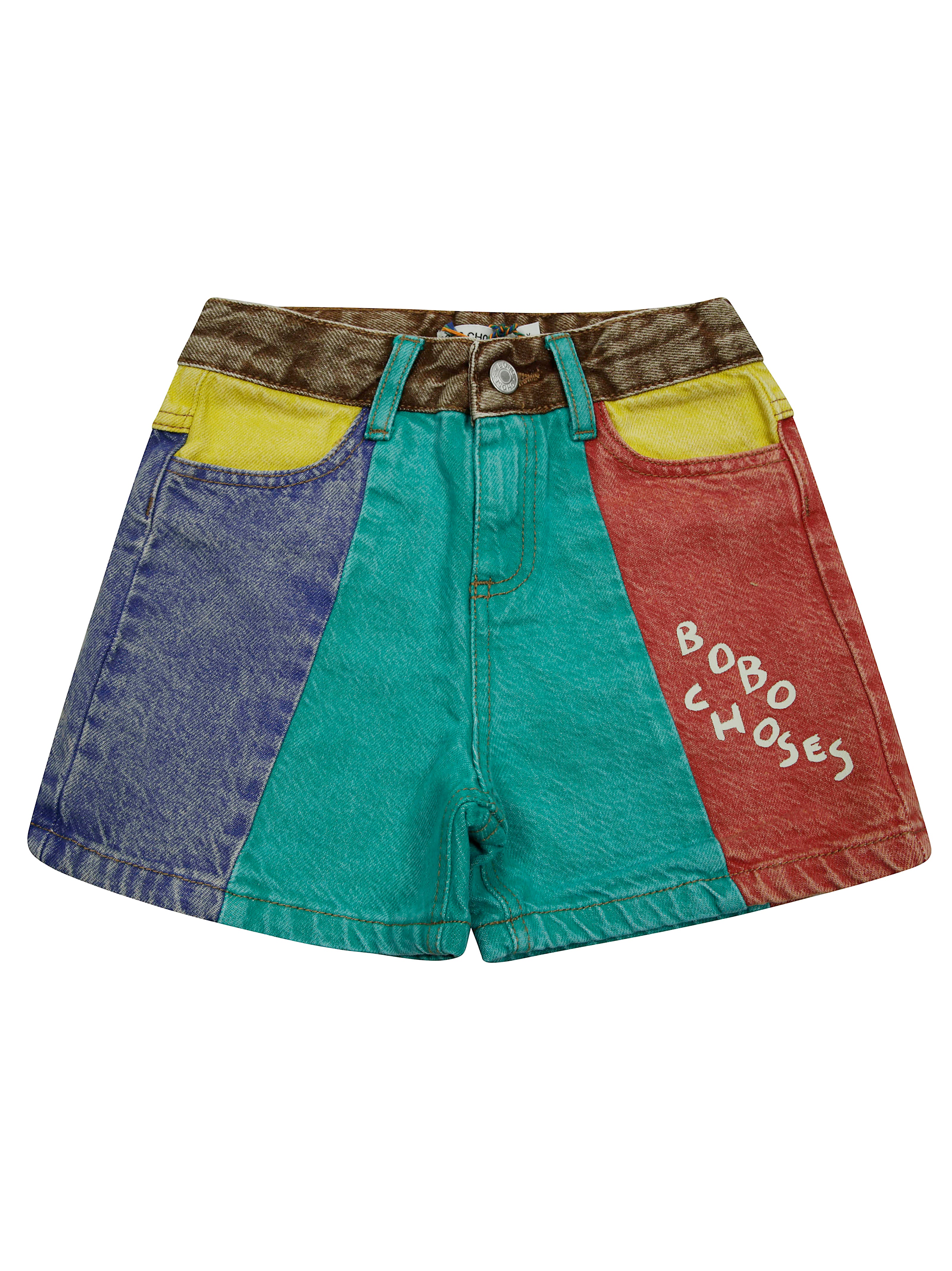 BOBO CHOSES Mini Color Block Denim Bermuda Shorts
