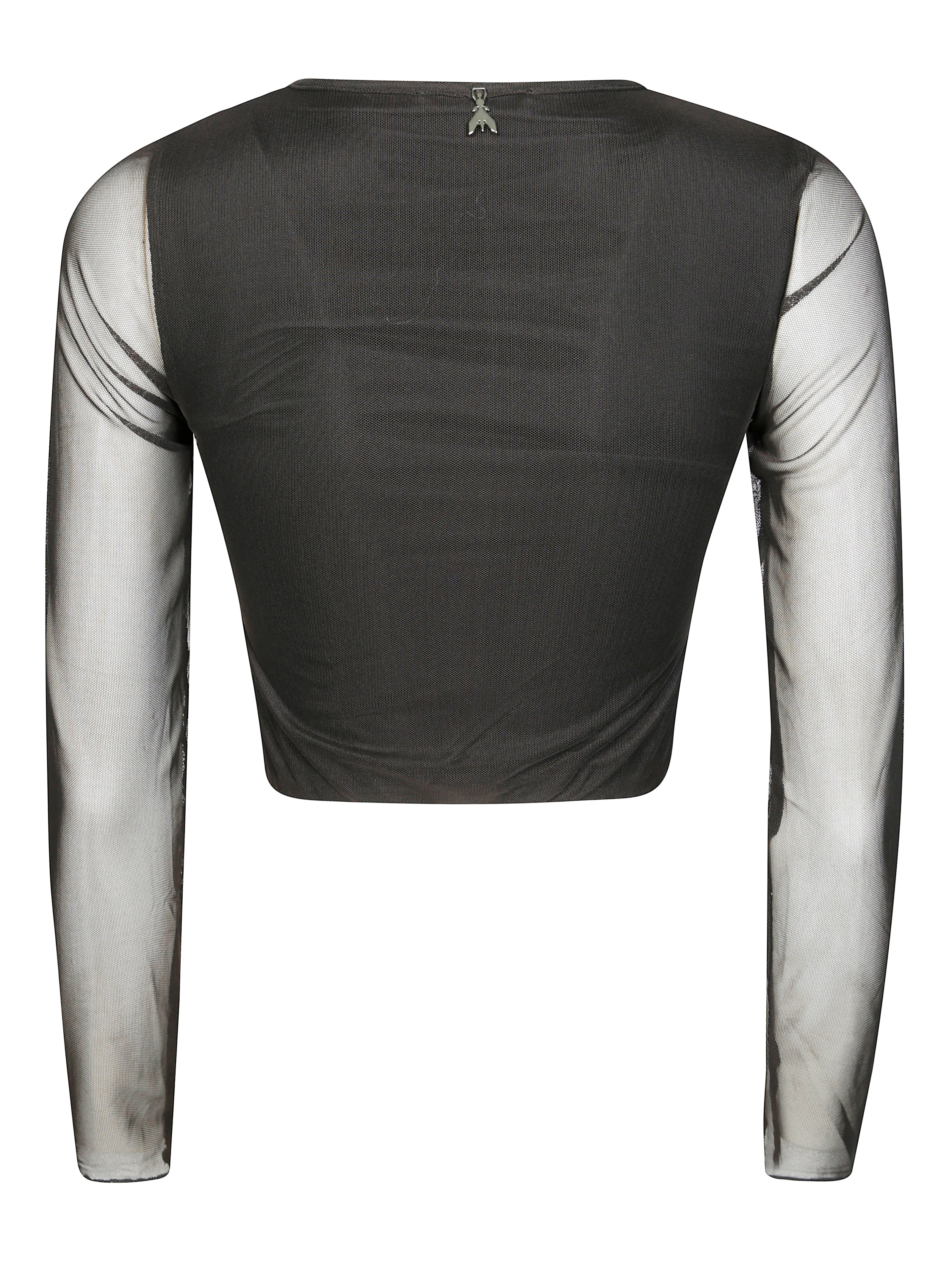 PATRIZIA PEPE Mini Long Sleeve Tulle Top with Strass