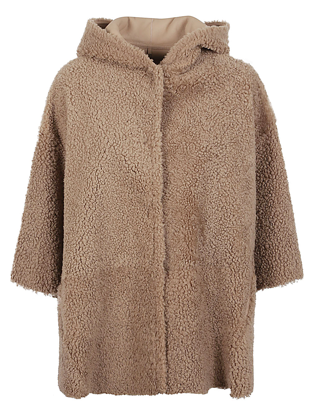 ENES Suede Leather Poncho Jacket with Buttoned Sleeves