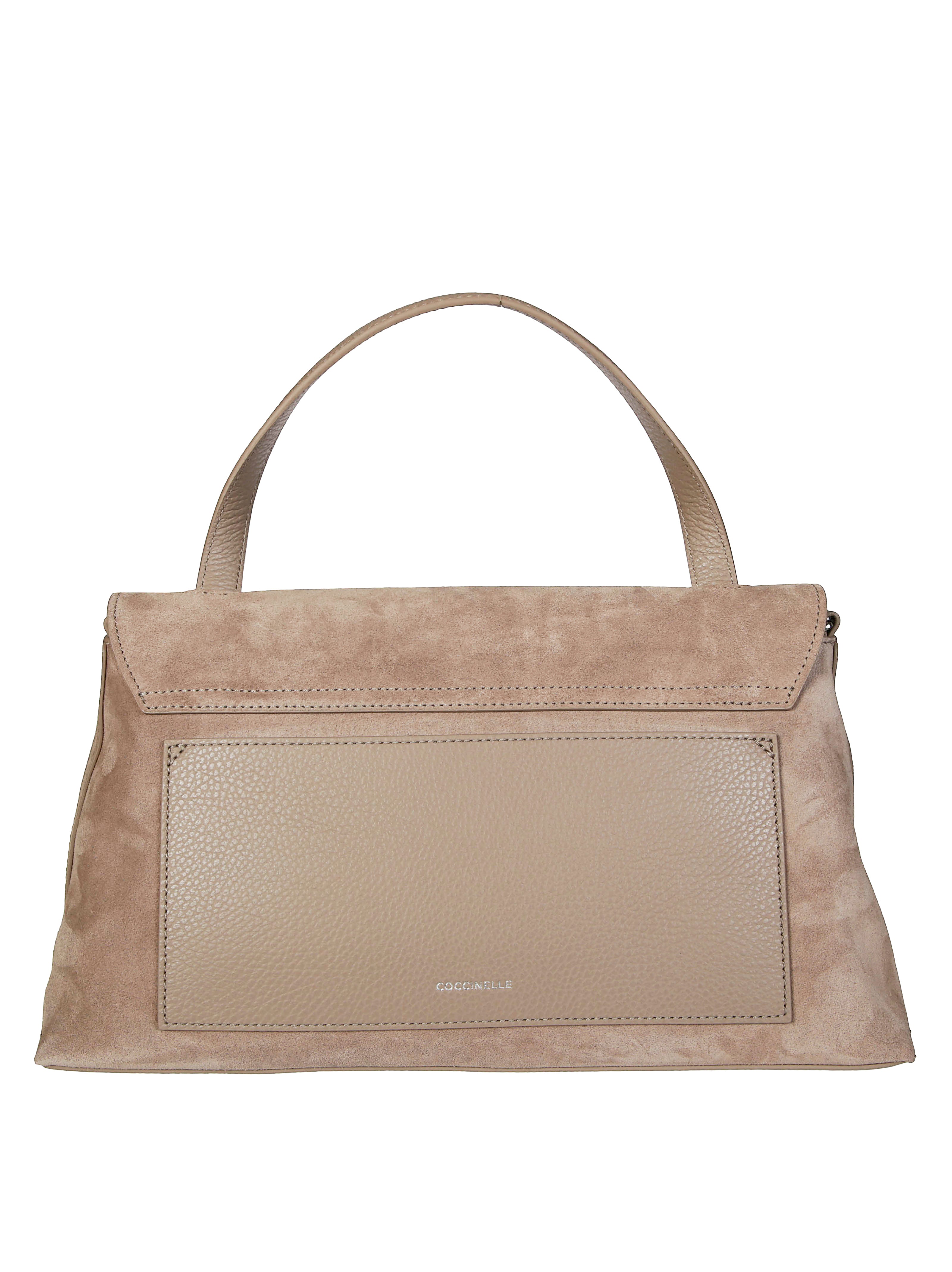 COCCINELLE Handheld Mini Suede Bag with Adjustable Shoulder Strap