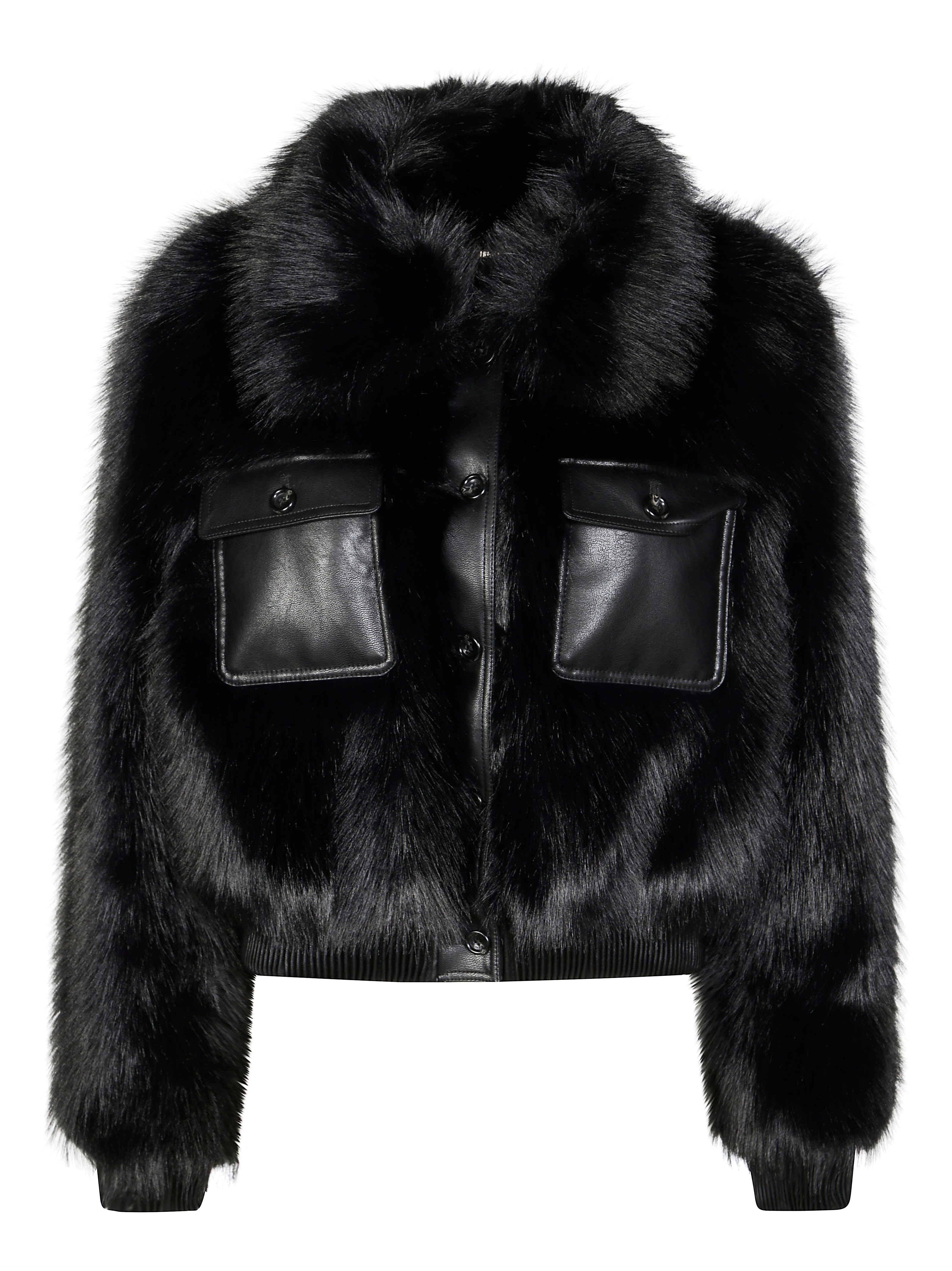 LIUJO Men's Eco Fur Bomber Jacket