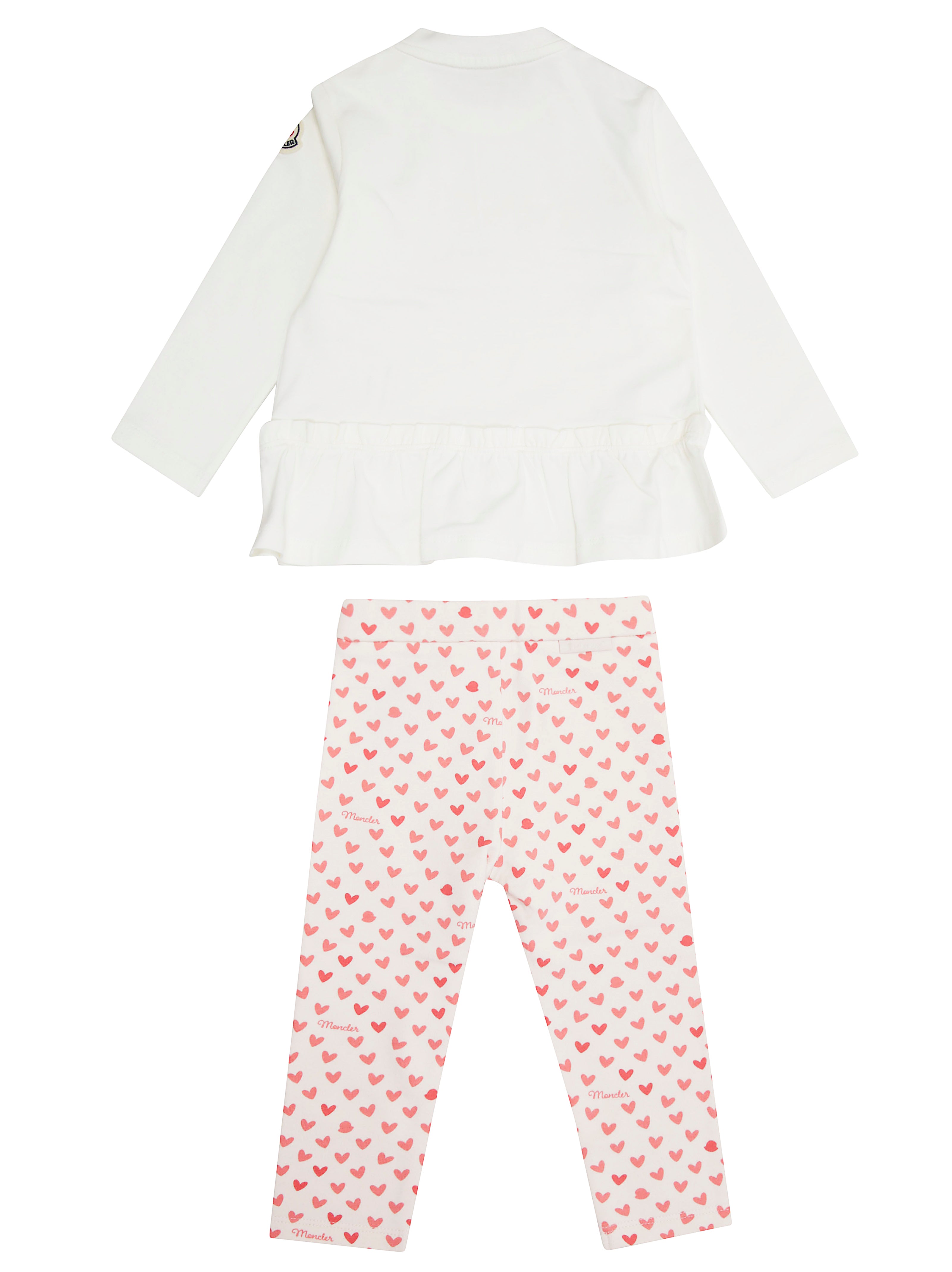 MONCLER Mini Heart Print Long Sleeve Top and Leggings Set