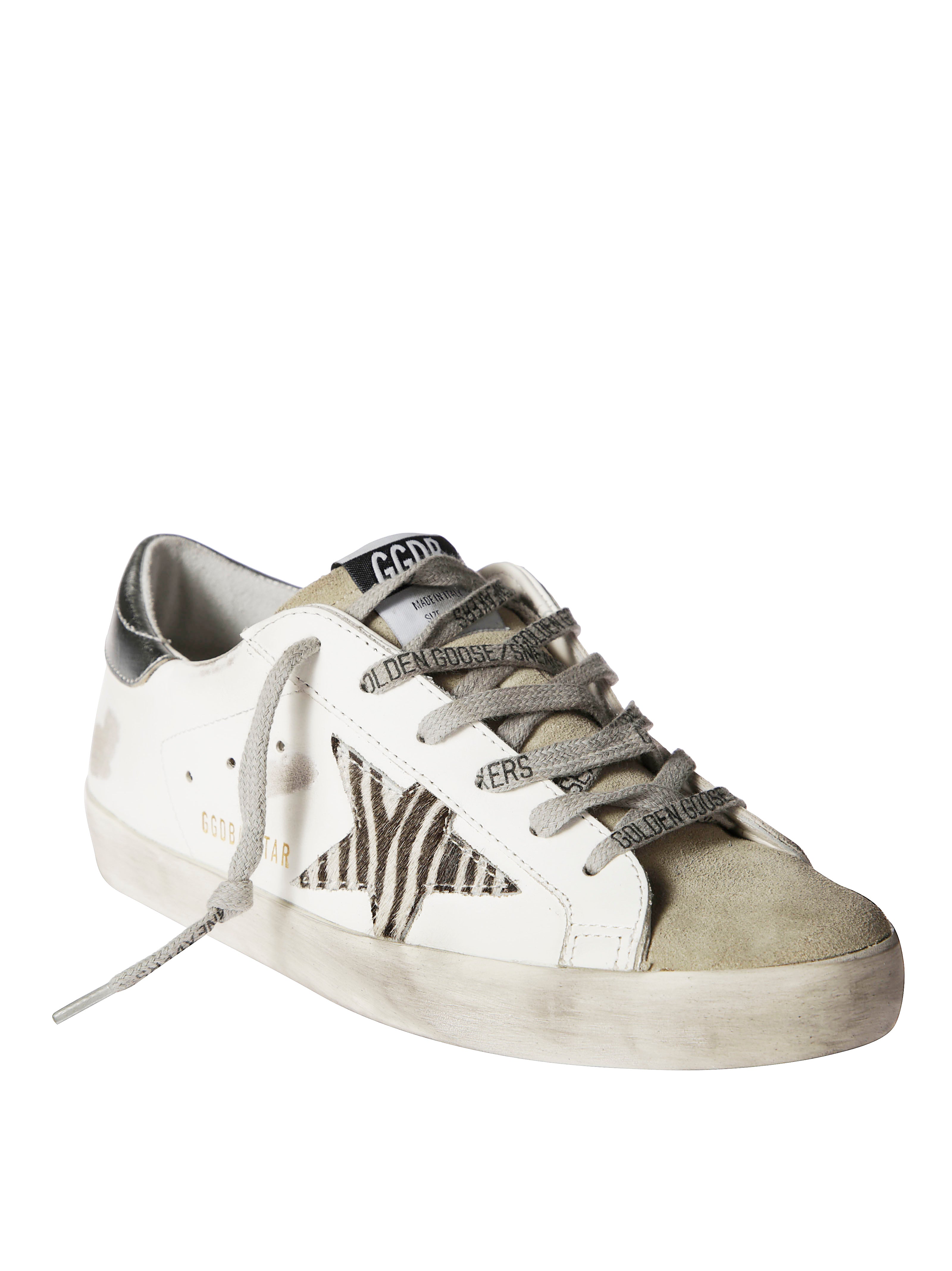 GOLDEN GOOSE Superstar Leather Upper Suede Zebra Sneakers for Men