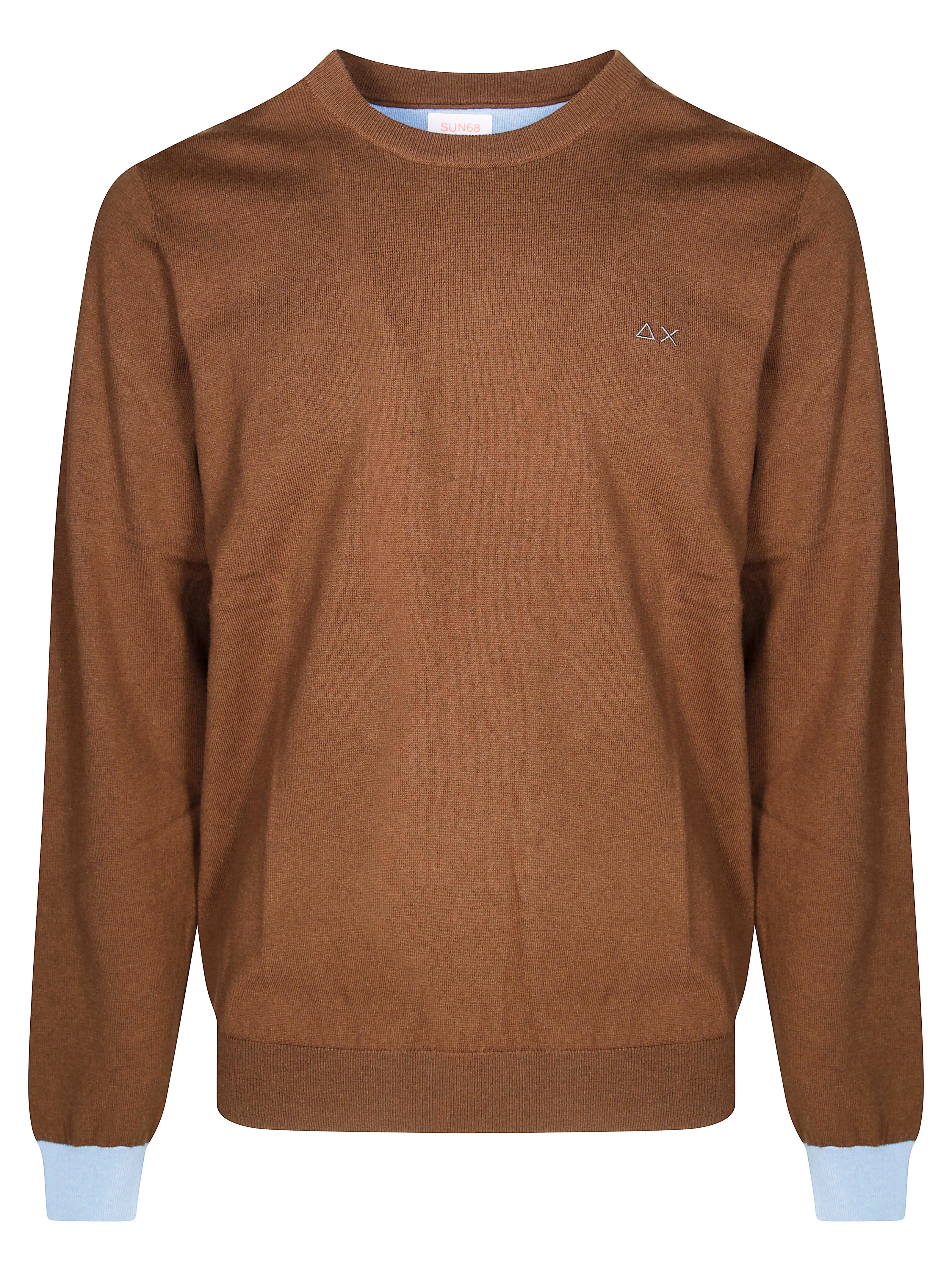 SUN 68 Classic Crewneck Sweater with Contrast Patches for Women