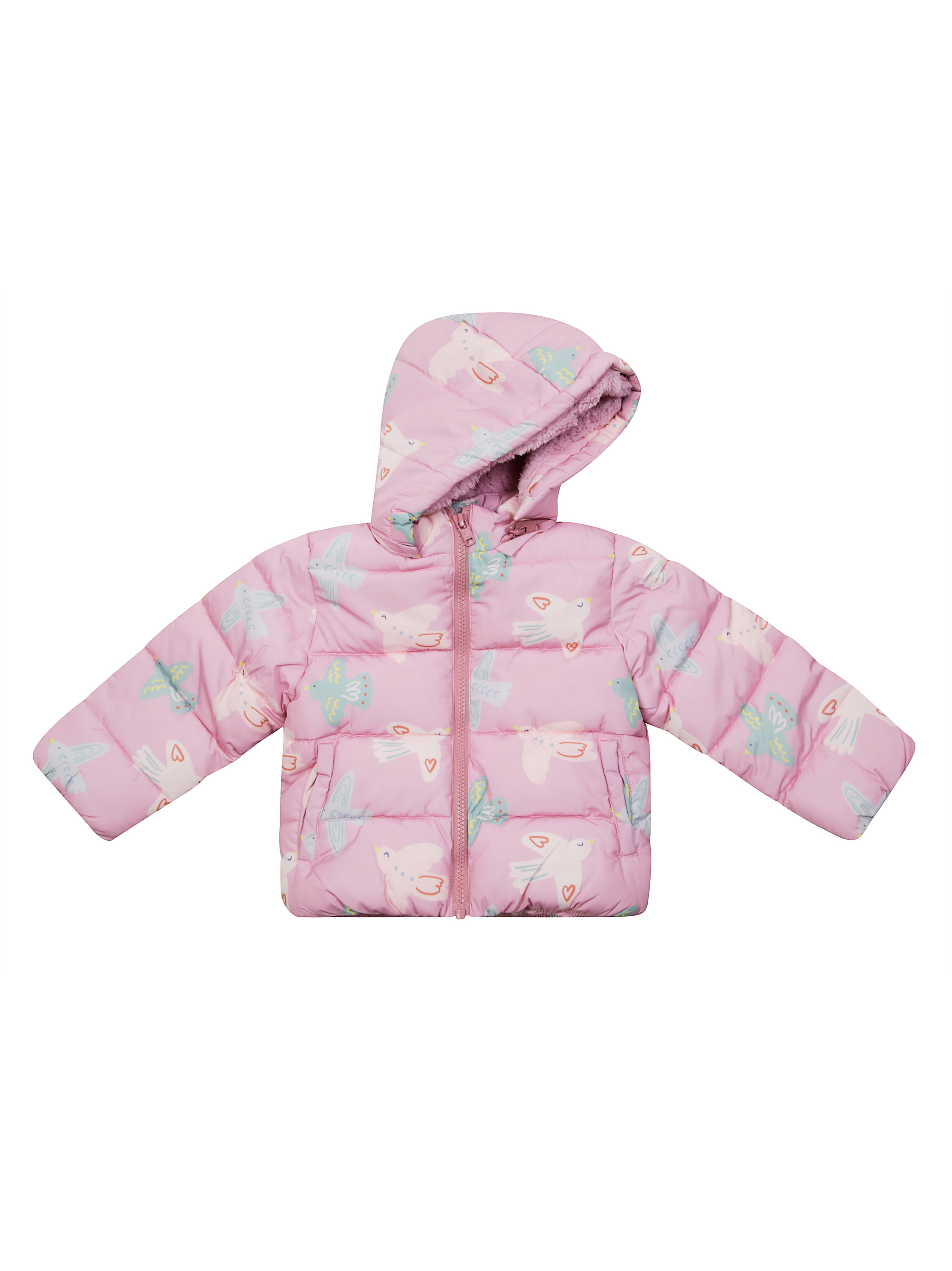 STELLA MC CARTNEY JUNIOR Mini Puffer Jacket with Colorful Bird Print