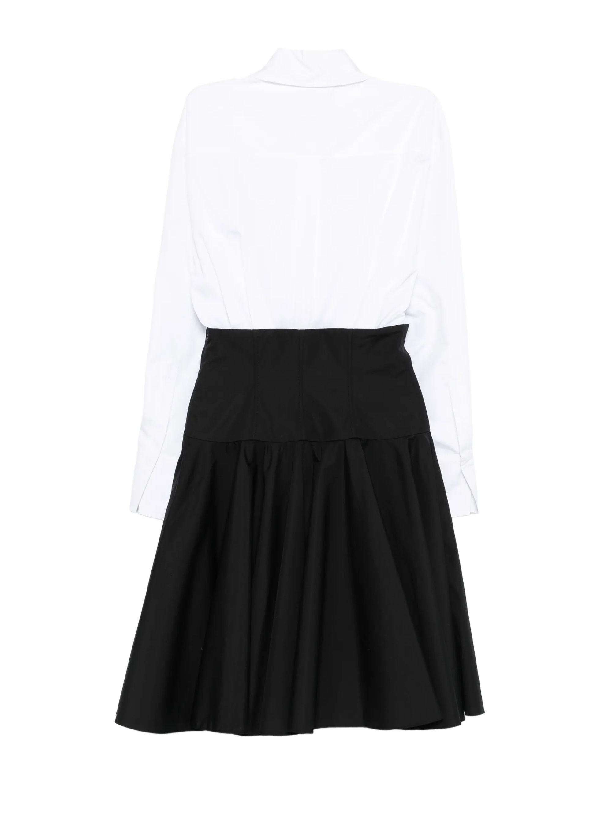 Genny Fitted Waist Long Sleeves Collared A-Line Skirt with Button Fastening