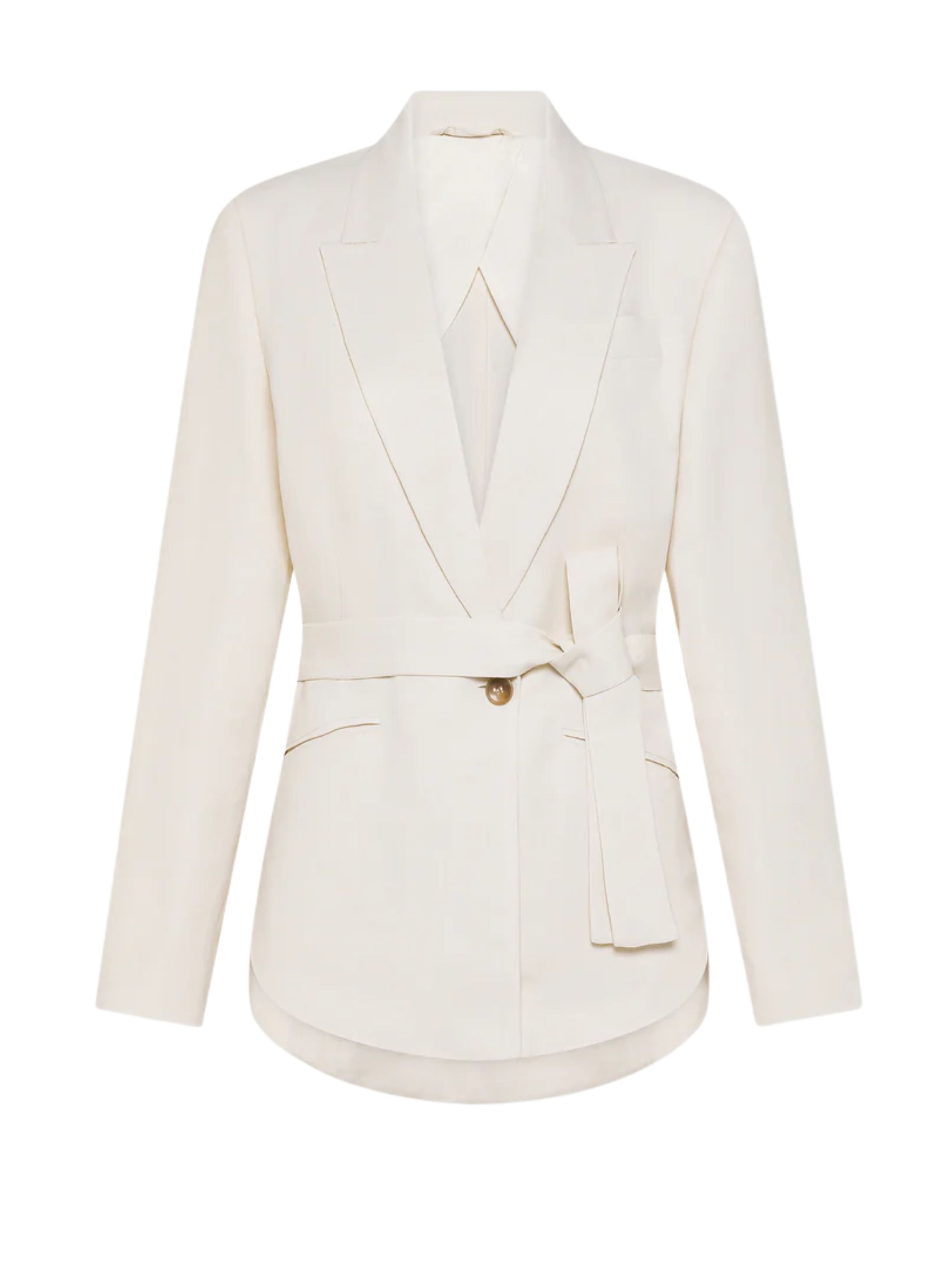 Seventy Chic Tie Detail Button Fastening Notched Lapels Women's Jacket