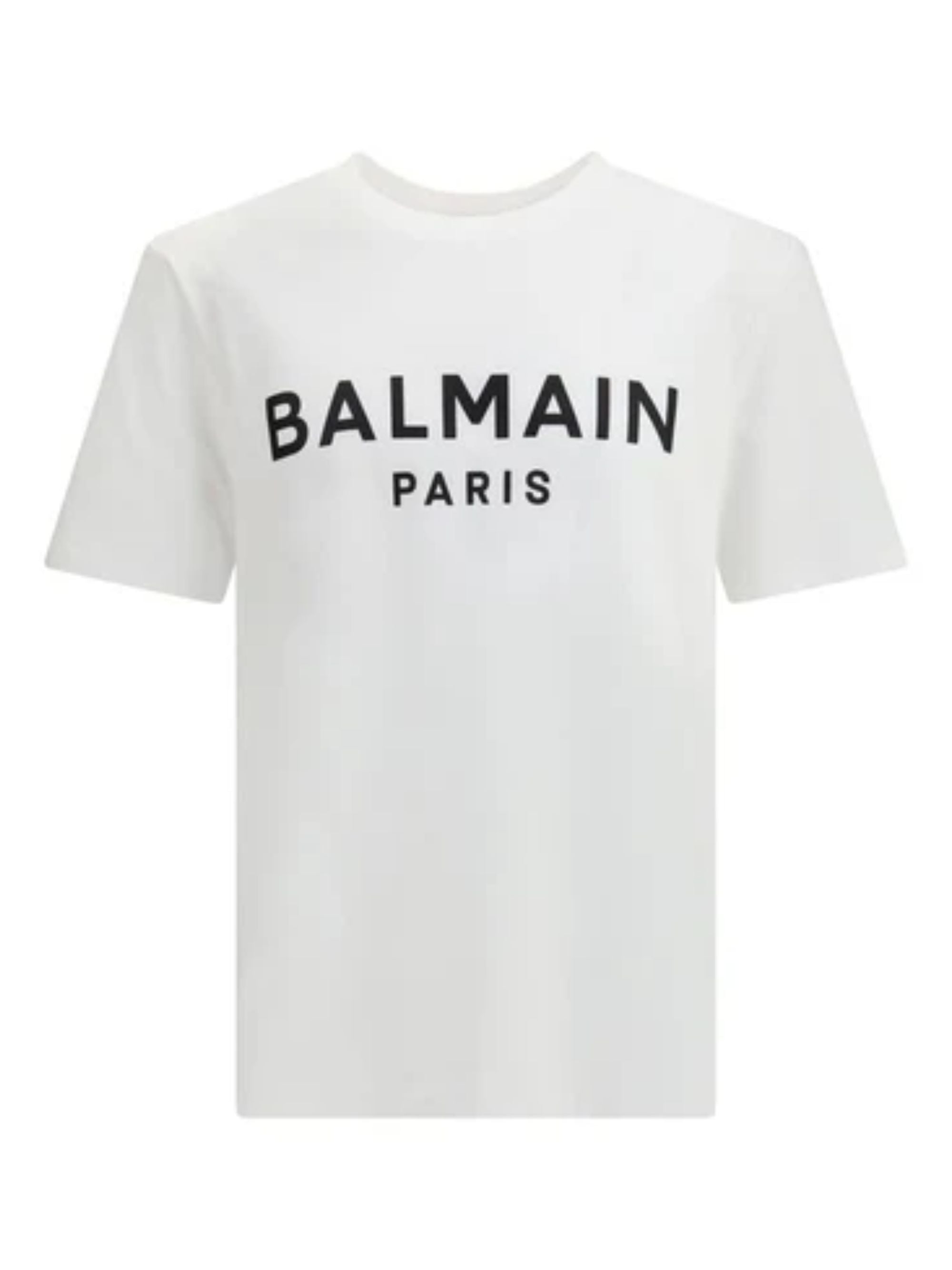 Balmain Logo Print Round Neck Short Sleeve T-Shirt