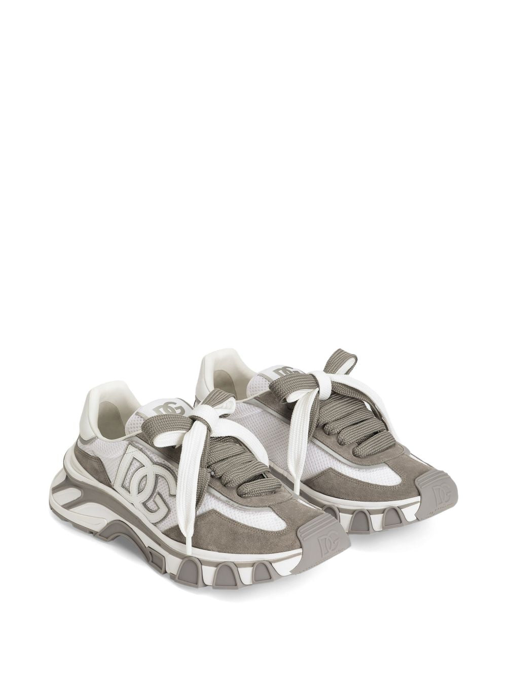 Dolce & Gabbana Multi-Colored Nylon and Calfskin Sneakers with DG Patch - 25mm Sole Height